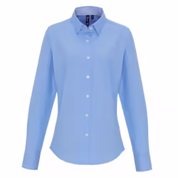 Premier Womens/Ladies Cotton Rich Oxford Stripe Blouse - XL, Light Blue