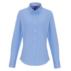 Premier Womens/Ladies Cotton Rich Oxford Stripe Blouse - XL, Light Blue