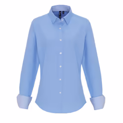 Premier Womens/Ladies Cotton Rich Oxford Stripe Blouse - XL, Light Blue