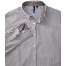 Premier Womens/Ladies Cotton Rich Oxford Stripe Blouse - XS, White/Grey