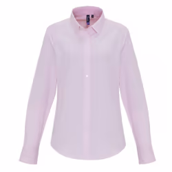 Premier Womens/Ladies Cotton Rich Oxford Stripe Blouse - XL, White/Pink