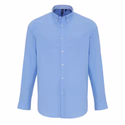 Premier Mens Cotton Rich Oxford Stripe Shirt - S, Light Blue
