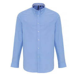 Premier Mens Cotton Rich Oxford Stripe Shirt - S, Light Blue
