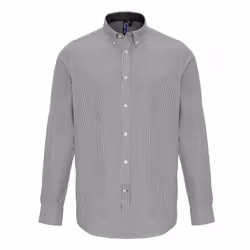 Premier Mens Cotton Rich Oxford Stripe Shirt - L, White/Grey