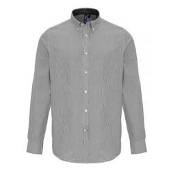Premier Mens Cotton Rich Oxford Stripe Shirt - S, White/Grey