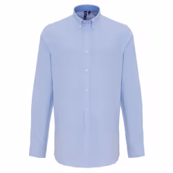 Premier Mens Cotton Rich Oxford Stripe Shirt - S, White/Light Blue