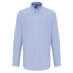 Premier Mens Cotton Rich Oxford Stripe Shirt - S, White/Light Blue