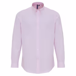 Premier Mens Cotton Rich Oxford Stripe Shirt - M, White/Pink
