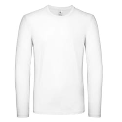B&C Mens #E150 Long Sleeve T-Shirt - L, White