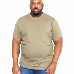 Duke Mens Signature 2 King Size Cotton V Neck T-Shirt - 6XL, Khaki