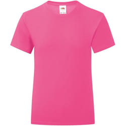 Fruit Of The Loom Girls Iconic T-Shirt - 9-11 Years, Fuchsia Pink