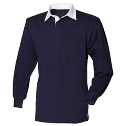 Front Row Kids Unisex Long Sleeve Plain Rugby Sports Polo Shirt (Pack of 2) - S, Navy