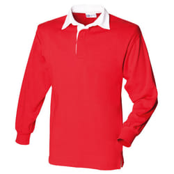 Front Row Kids Unisex Long Sleeve Plain Rugby Sports Polo Shirt (Pack of 2) - XL, Red