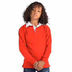 Front Row Kids Unisex Long Sleeve Plain Rugby Sports Polo Shirt (Pack of 2) - XL, Red