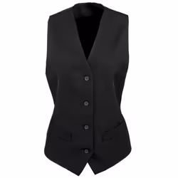Premier Womens/Ladies Lined Polyester Waistcoat / Bar Wear / Catering (Pack of 2) - S, Black