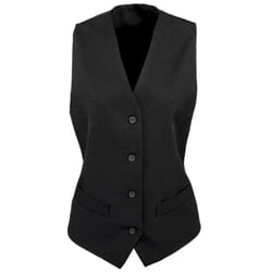 Premier Womens/Ladies Lined Polyester Waistcoat / Bar Wear / Catering (Pack of 2) - S, Black