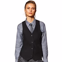 Premier Womens/Ladies Lined Polyester Waistcoat / Bar Wear / Catering (Pack of 2) - XL, Black