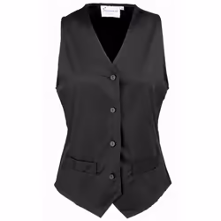 Premier Womens/Ladies Hospitality Waistcoat / Catering / Barwear (Pack of 2) - L, Black