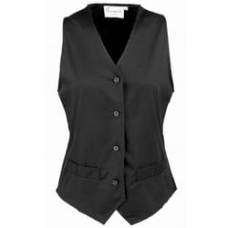 Premier Womens/Ladies Hospitality Waistcoat / Catering / Barwear (Pack of 2) - L, Black