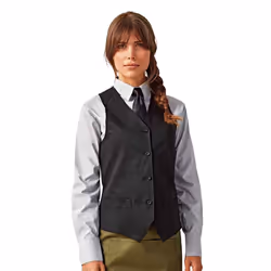 Premier Womens/Ladies Hospitality Waistcoat / Catering / Barwear (Pack of 2) - XL, Black