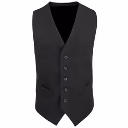 Premier Mens Lined Polyester Waistcoat / Catering / Bar Wear (Pack of 2) - 2XL, Black