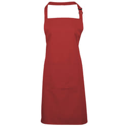 Premier Ladies/Womens Colours Bip Apron With Pocket / Workwear (Pack of 2) - One Size, Red