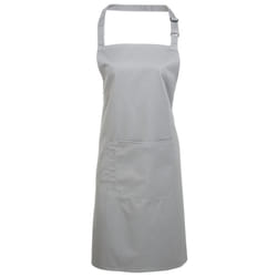 Premier Ladies/Womens Colours Bip Apron With Pocket / Workwear (Pack of 2) - One Size, Silver