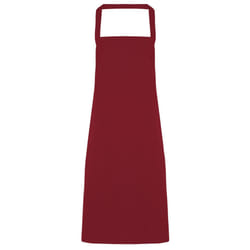 Premier Ladies/Womens Slim Apron (no Pocket) / Workwear (Pack of 2) - One Size, Burgundy
