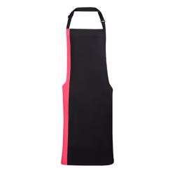 Premier Unisex Contrast Workwear Bib Apron (Pack of 2) - One Size, Black/ Hot Pink