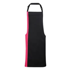 Premier Unisex Contrast Workwear Bib Apron (Pack of 2) - One Size, Black/ Hot Pink