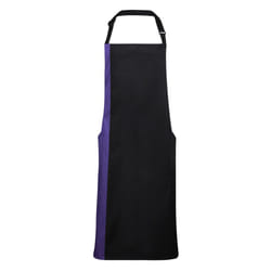 Premier Unisex Contrast Workwear Bib Apron (Pack of 2) - One Size, Black/ Purple