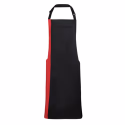 Premier Unisex Contrast Workwear Bib Apron (Pack of 2) - One Size, Black/ Red