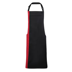 Premier Unisex Contrast Workwear Bib Apron (Pack of 2) - One Size, Black/ Red