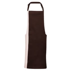Premier Unisex Contrast Workwear Bib Apron (Pack of 2) - One Size, Brown/ Natural
