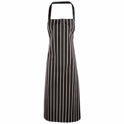 Premier Ladies/Womens Stripe Apron / Workwear (Butchers Style) (Pack of 2) - One Size, Black/White