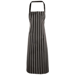 Premier Ladies/Womens Stripe Apron / Workwear (Butchers Style) (Pack of 2) - One Size, Black/White