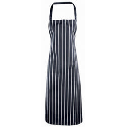 Premier Ladies/Womens Stripe Apron / Workwear (Butchers Style) (Pack of 2) - One Size, Navy/White