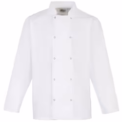 Premier Studded Front Long Sleeve Chefs Jacket / Chefswear (Pack of 2) - 2XL, White