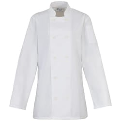 Premier Womens/Ladies Long Sleeve Chefs Jacket / Chefswear (Pack of 2) - S, White