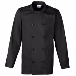 Premier Unisex Cuisine Long Sleeve Chefs Jacket (Pack of 2) - XL, Black