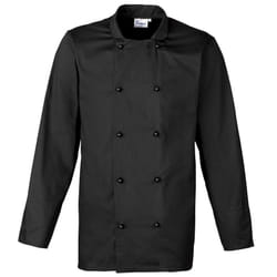 Premier Unisex Cuisine Long Sleeve Chefs Jacket (Pack of 2) - XL, Black