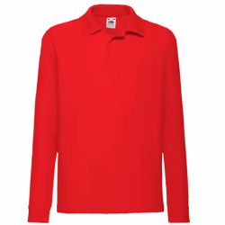 Fruit Of The Loom Childrens Long Sleeve 65/35 Pique Polo / Childrens Polo Shirts (Pack of 2) - 12-13, Red