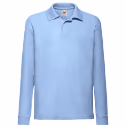 Fruit Of The Loom Childrens Long Sleeve 65/35 Pique Polo / Childrens Polo Shirts (Pack of 2) - 12-13, Sky Blue