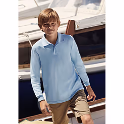 Fruit Of The Loom Childrens Long Sleeve 65/35 Pique Polo / Childrens Polo Shirts (Pack of 2) - 12-13, Sky Blue