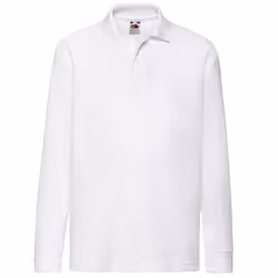 Fruit Of The Loom Childrens Long Sleeve 65/35 Pique Polo / Childrens Polo Shirts (Pack of 2) - 14-15, White