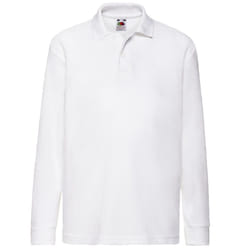 Fruit Of The Loom Childrens Long Sleeve 65/35 Pique Polo / Childrens Polo Shirts (Pack of 2) - 14-15, White