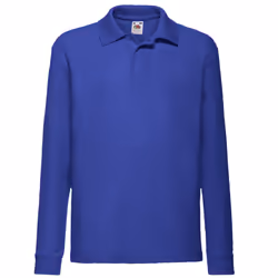 Fruit Of The Loom Childrens Long Sleeve 65/35 Pique Polo / Childrens Polo Shirts (Pack of 2) - 5-6, Royal