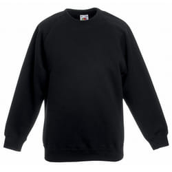 Fruit Of The Loom Childrens Unisex Raglan Sleeve Sweatshirt (Pack of 2) - 12-13, Black