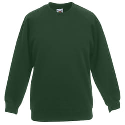 Fruit Of The Loom Childrens Unisex Raglan Sleeve Sweatshirt (Pack of 2) - 12-13, Bottle Green