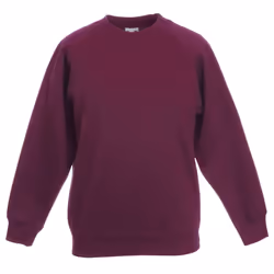 Fruit Of The Loom Childrens Unisex Raglan Sleeve Sweatshirt (Pack of 2) - 14-15, Burgundy